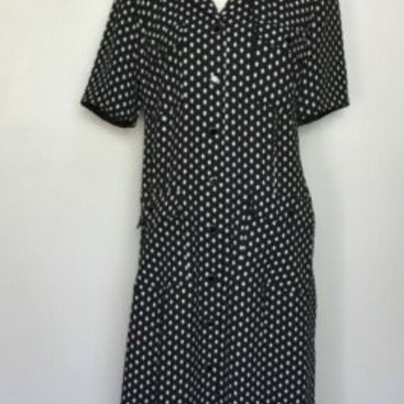 Vintage Leslie Fay Black and White Polka Dot Teacher/Geek Dress Sz 12P - Picture 3 of 8